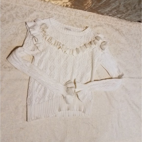 LoveShackFancy Cream Long Sleeve Top - Picture 7 of 9